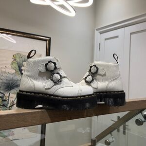 Dr. Marten Devon Flower Buckle Leather Platform Boots